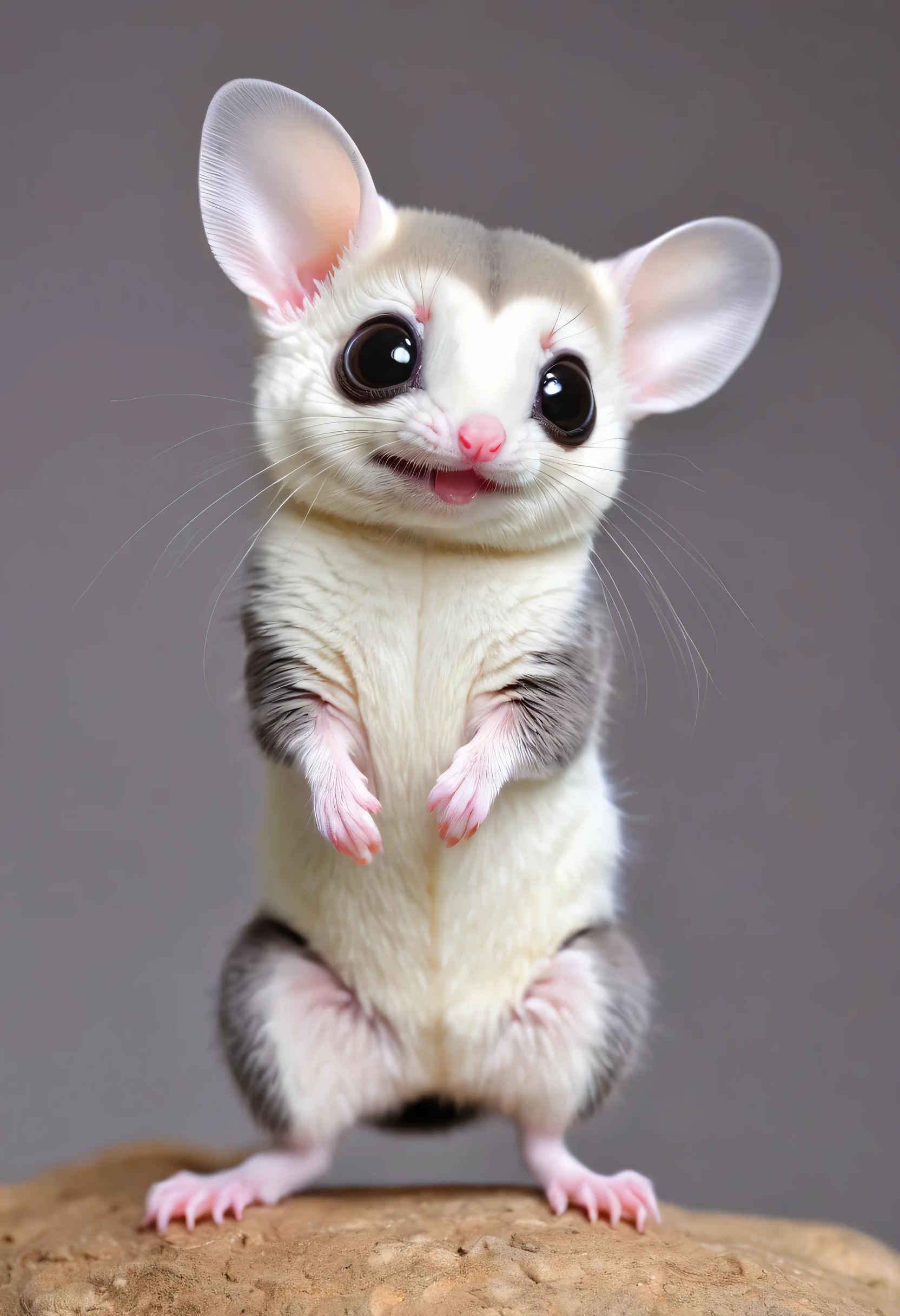 There are small animals standing on their hind legs, a pastel by Tadashi Nakayama, Reddit, folk art, With a big head and big eyes, the cutest creature in the world, Cute Big Eyes, the cutest creature in the world, sugar glider, Big eyes, A cute animal, Just a cute thing, Very Big Eyes