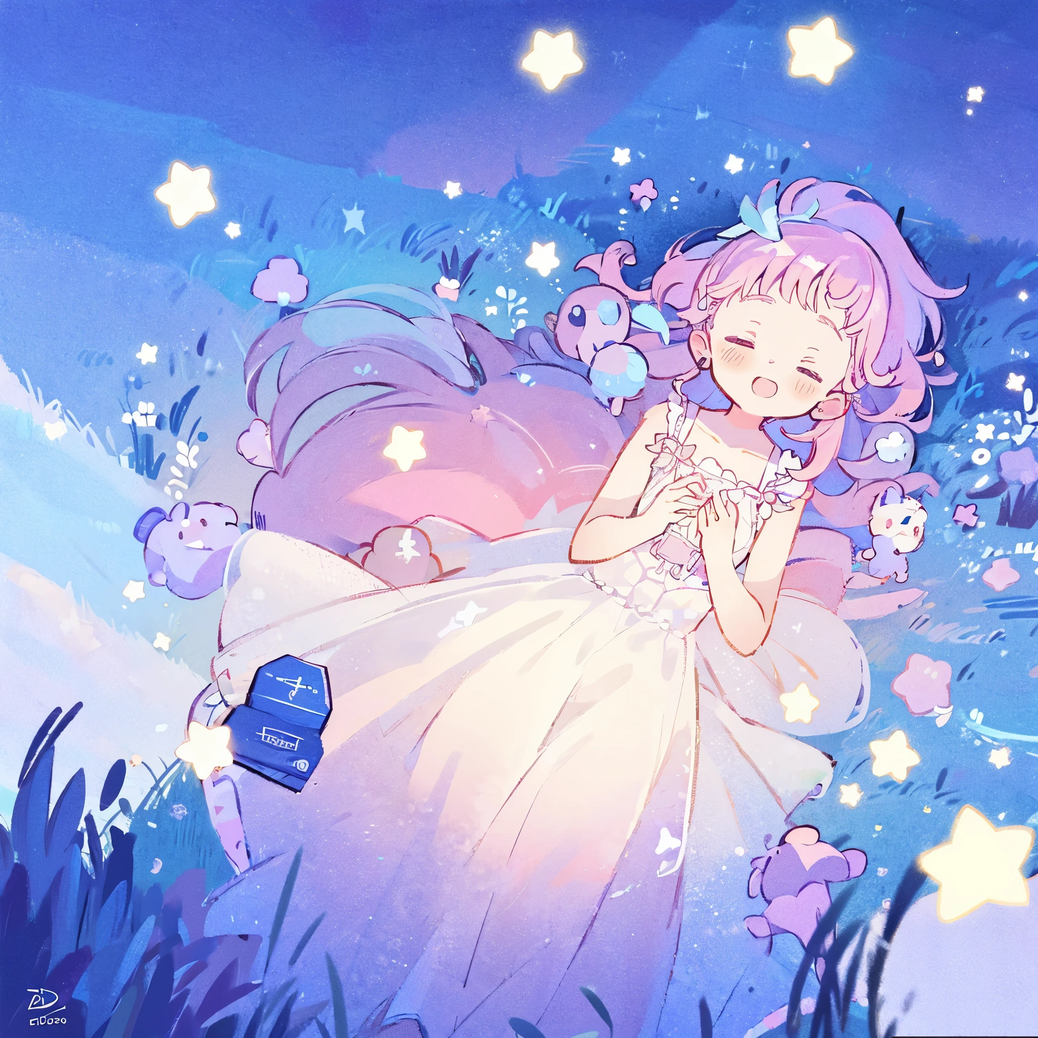complex background, wishing star background, a woman wearing an ethereal mystical pink translucent dress that reflects the stars, perfume promo art, mystic, complex drawing, highly detailed, Covergirl brand, promo art, artistic rendition, ethereal, starry night, midjourney style