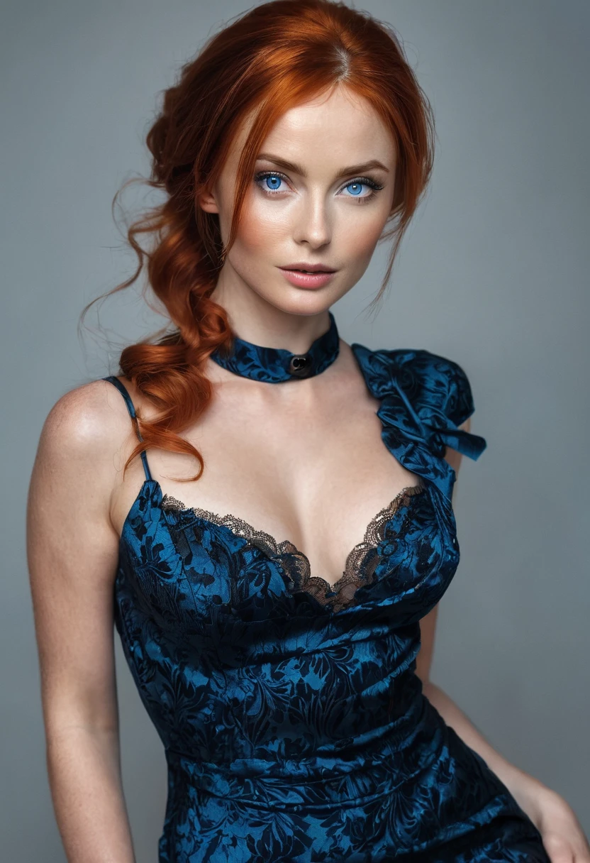 Beautiful boho women with Navy-blue-dress. blue lace. copper colored hair that is coarse, wiry, and tightly curled. It often has a rough texture, feels stiff to the touch, and may be prone to frizz and tangling. The curls can be densely packed. The Official Art – An Award-Winning Digital Masterpiece In 4K Ultra HD, Extreme Detail And Intricate Realism. This Concept Art Brought To Life By The Hands Of Artists Like Wlop & Artgerm In A Stunning 2D Vector Illustration. Alison Brie. Paige Renee Spiranac LArge, perky, full, well shaped pleasing breasts. Background is a panoramic vista.