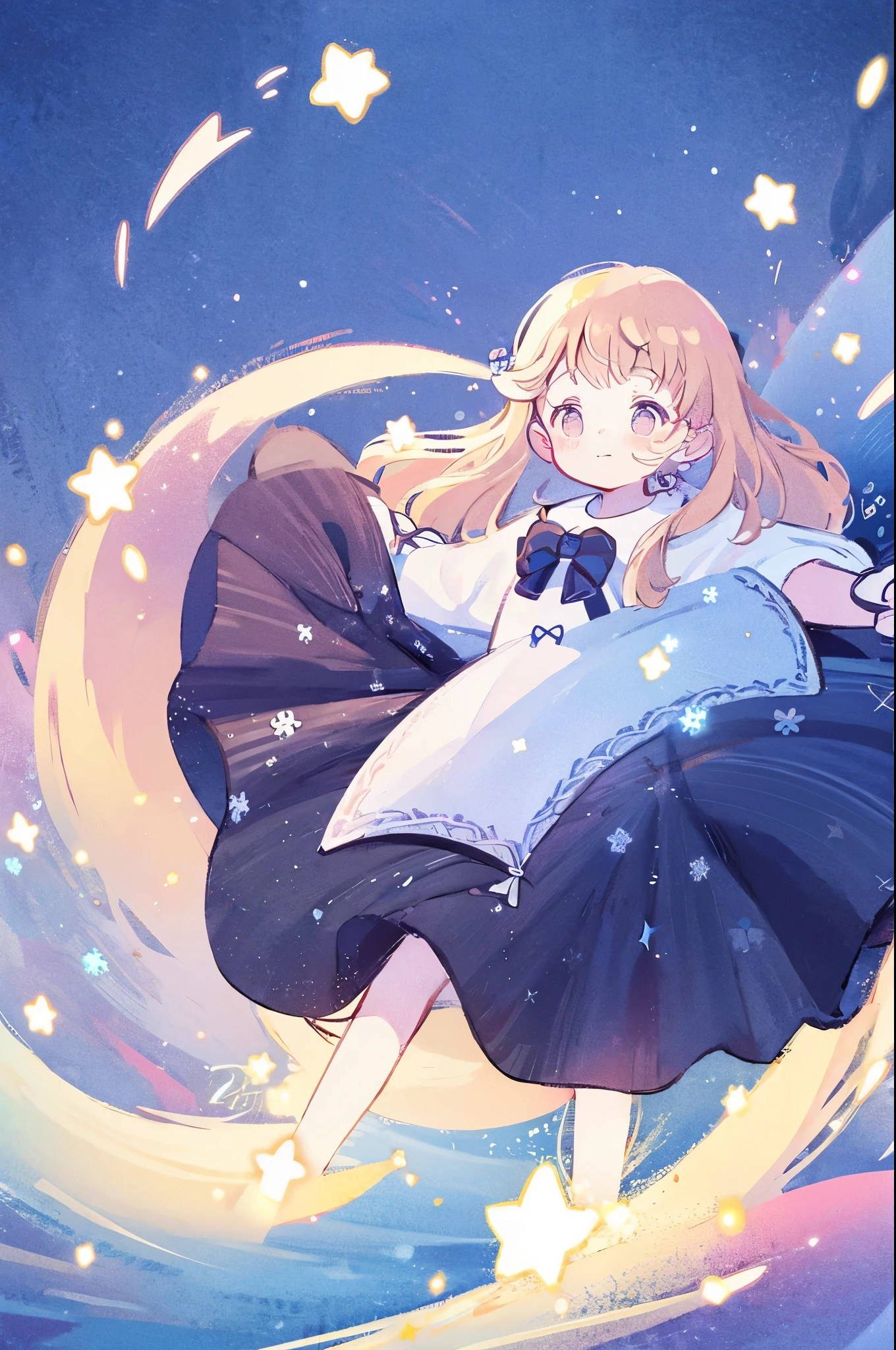 complex background, wishing star background, a woman wearing an ethereal mystical pink translucent dress that reflects the stars, perfume promo art, mystic, complex drawing, highly detailed, Covergirl brand, promo art, artistic rendition, ethereal, starry night, midjourney style, beautiful face