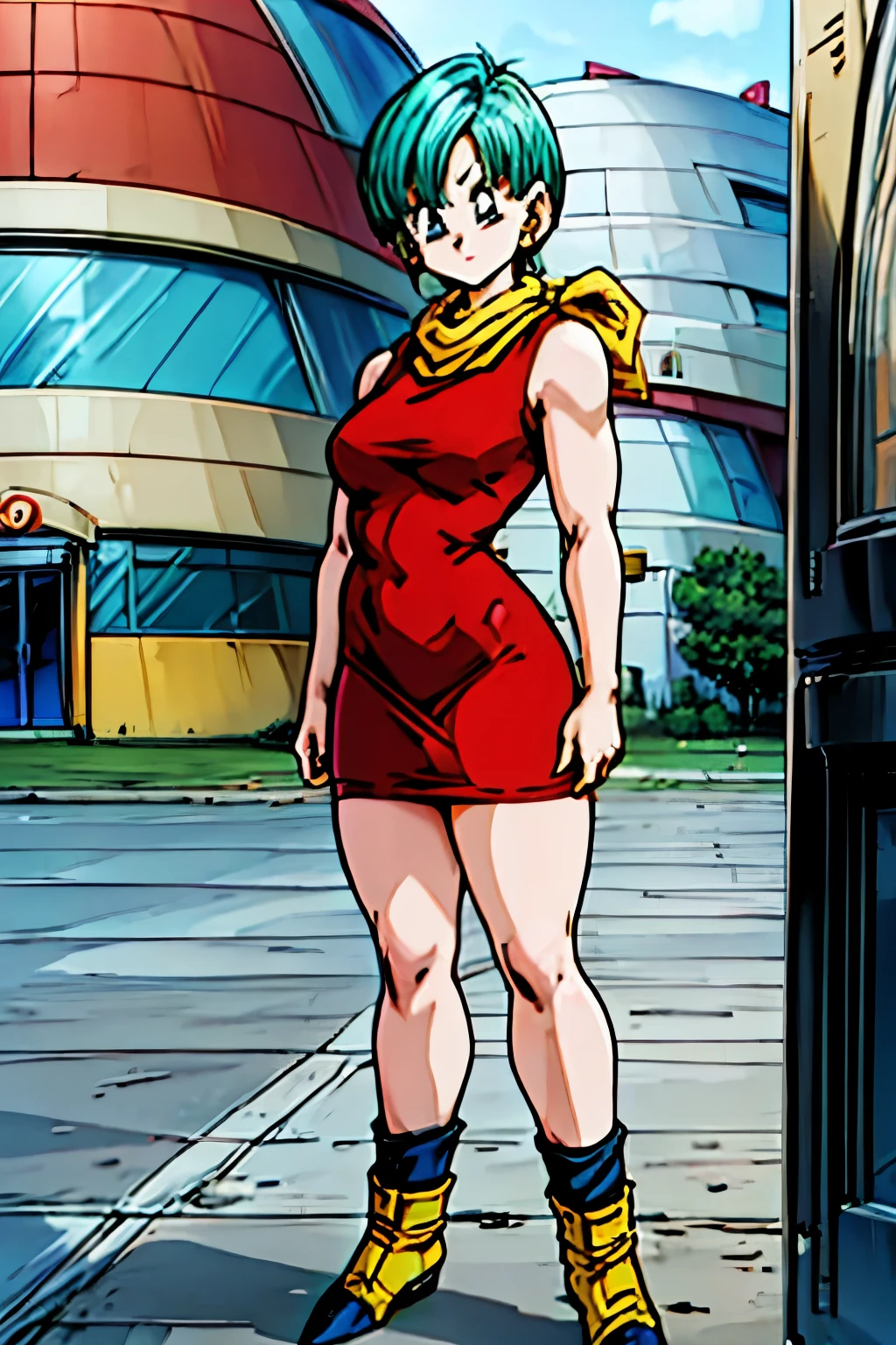 (( minifalda roja)), culo grande, culo redondo, musculos marcados, fitnes, Impresionante mujer sexy muy realista, Piel imperfecta, cintura muy angosta (( vestido rojo)), (( botas amarillas)) , Mejor calidad, full body visto desde abajo ((cabello azul corto)), , (( anime bulma dragon ball z)) (( vestido rojo)) mujer 30 years old, ((cabello azul corto)), (( con curvas)),(( una bufanda amarilla)) (( vestido muy corto)) (( piernas fuertes)), (( cintura muy angosta)) hay una mujer con un vestido rojo y una bufanda amarilla, vestido apretado, vestimenta ajustada, succubus in short tight dress, vestido sexy, faye valentine, linda chica con traje de tanque, skinvestido apretado, mejor conocido como amaranto, amaranto, He wears a bathing suit, usando ropa sencilla y ajustada, cintura delgada y caderas gruesas , alto detalle 8K, piel perfecta. 12K HDR, sensual posicion, ,