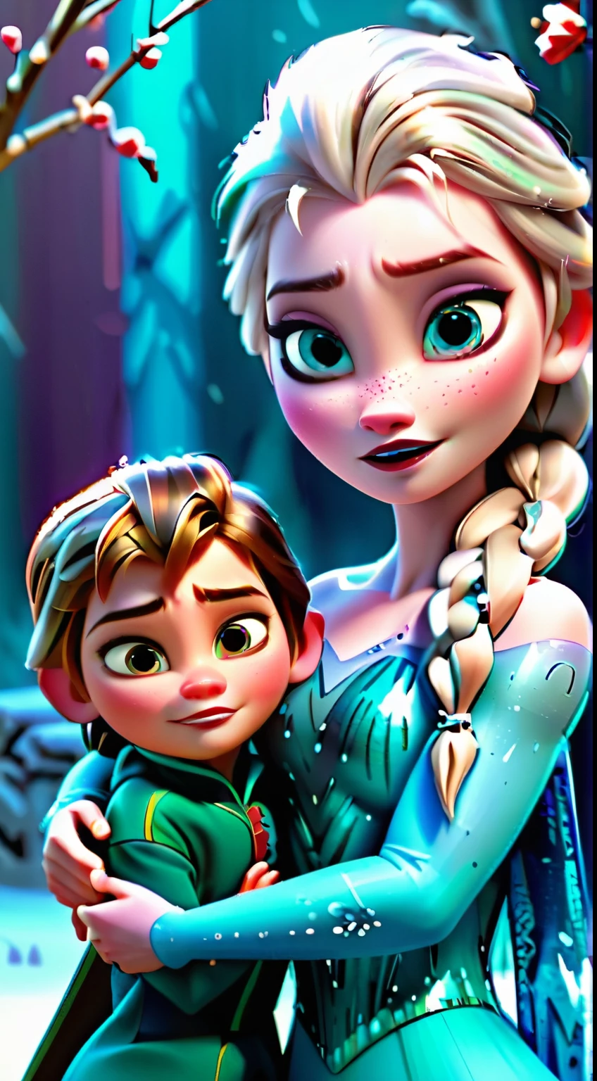 princess elsa with husband and son on hand, blooming image