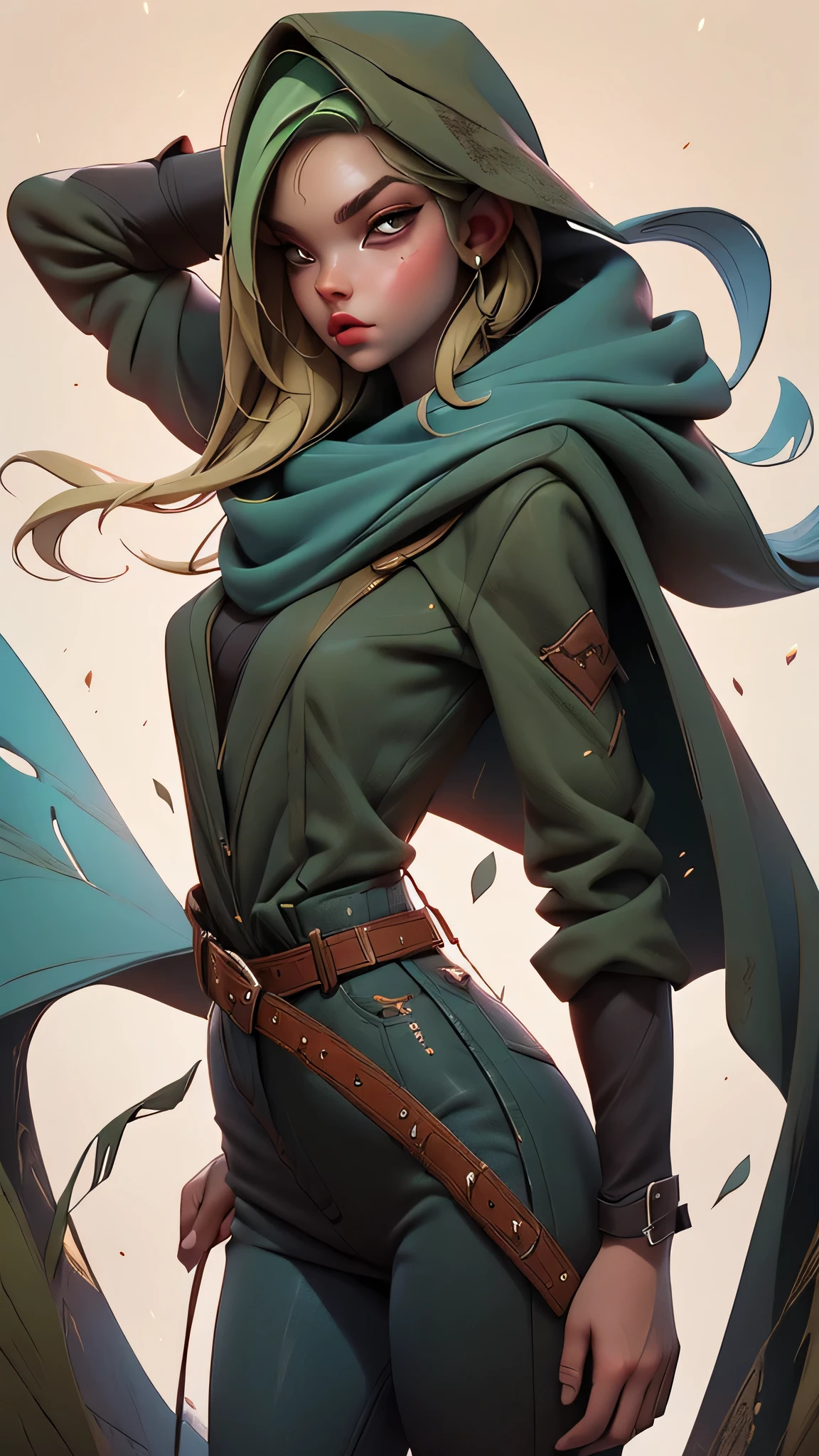 la mejor calidad posible, 8K Ultra Resolution, Stunning illustration, Lo mejor de todo, premiado, como ser el mejor, Cowboy hat Leather belt with buckle, armas en cada mano, Action pose Adds effect at the end., Chaqueta de cuero rosado, scarf neck length, Gafas de sol de color rosado:1.3, pantalones jeans claro rotos y desflecados, ((rosado, cian, Brown, verdes ,colores blancos: 1.5)), epic desert setting: 1.5, fotorrealista: 1.4, Textura de la piel: 1.4, super masterpiece, super detailed, hiper detallada, 32K