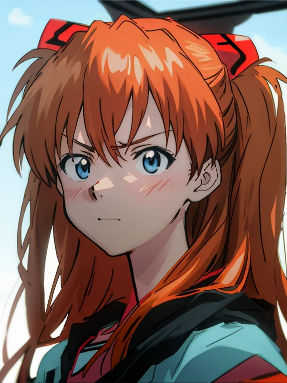 ANIME, asuka, 1 chica, paracaidismo, 8k, mejor calidad, proud expression, serious expression