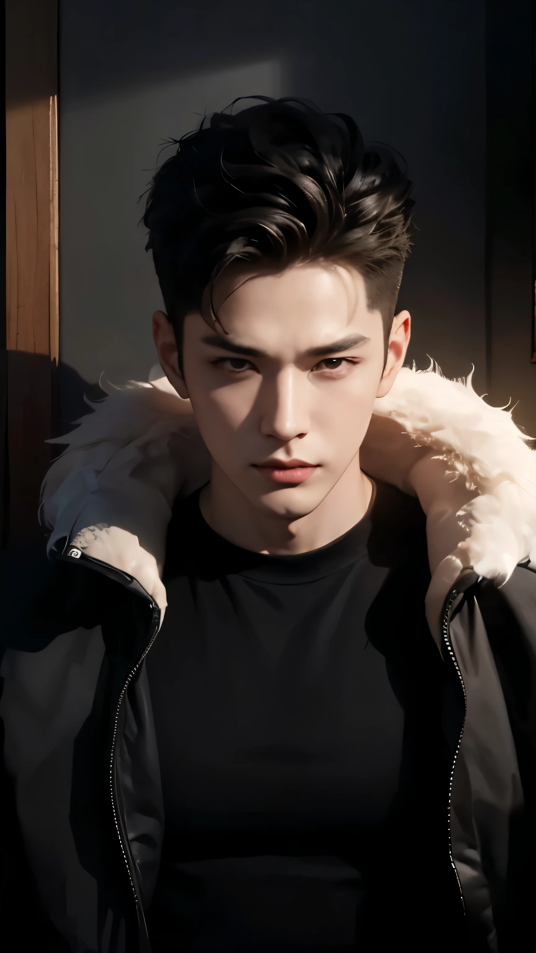 Imagen arafed de un hombre con una camisa negra y una chaqueta negra., inspirado en Yanjun Cheng, Inspirado por Zhang Han, obra de arte al estilo de guweiz, chico guapo en el arte de Demon Slayer, inspirado en Russell Dongjun Lu, retrato de alta calidad, cai xukun, por Yang J., estilo ross tran, beautiful androgynous prince