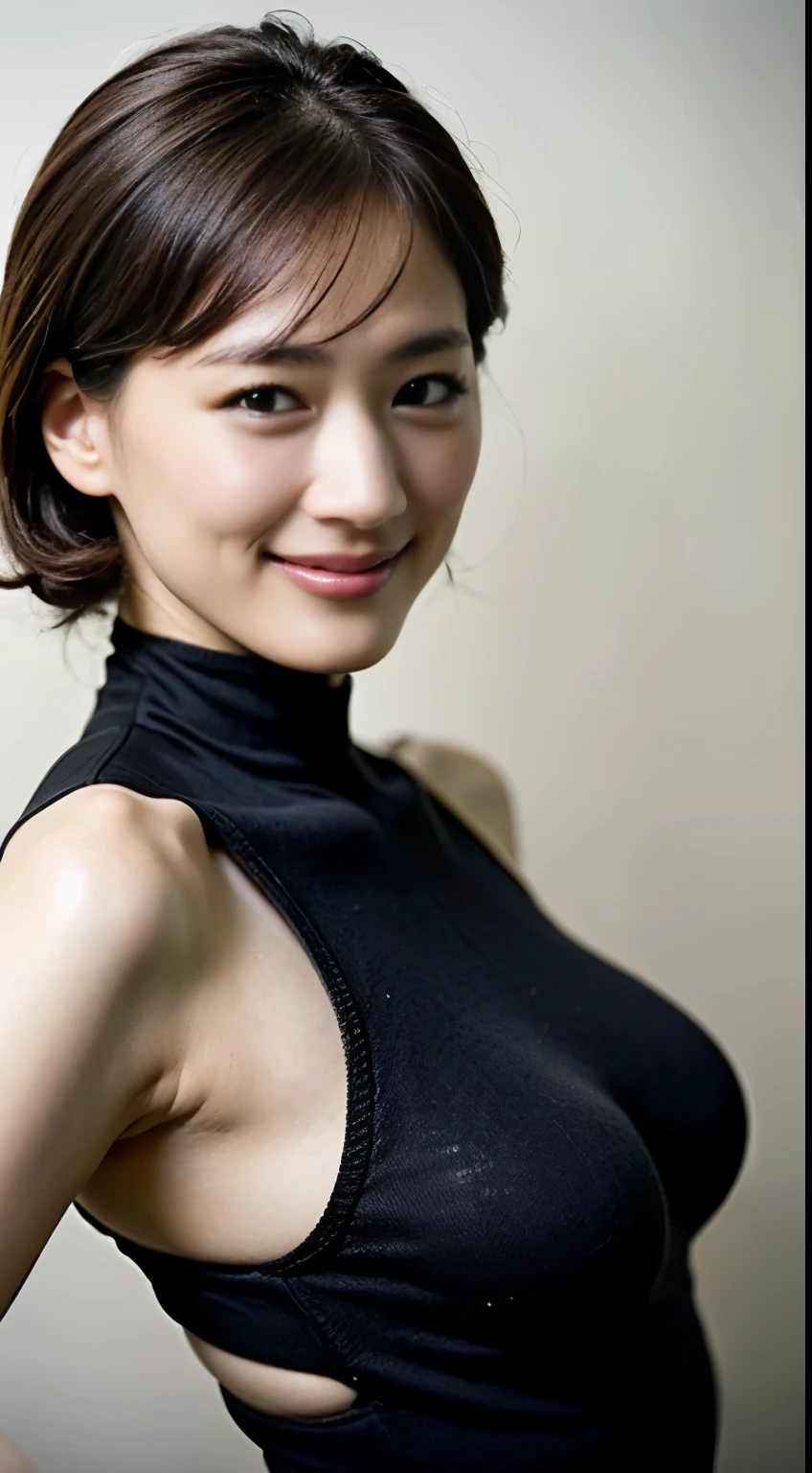 (RAW photo highest quality) (Realistic photo-like: 1.3) Top quality masterpiece、Very delicate and beautiful、Highly detailed CG Unity 32k wallpaper、An amazingly detailed masterpiece、Yellow sheer mesh bodysuit、Happy smile、Best quality CG Unity 32k wallpaper、Huge file sizes、Ultra-detailed high resolution、Highly detailed 1 Chinese girl、Slim body、Slim Abs、big breasts、Staring at the big camera (short hair) (brown hair) sharp focus hyperrealism on the beach