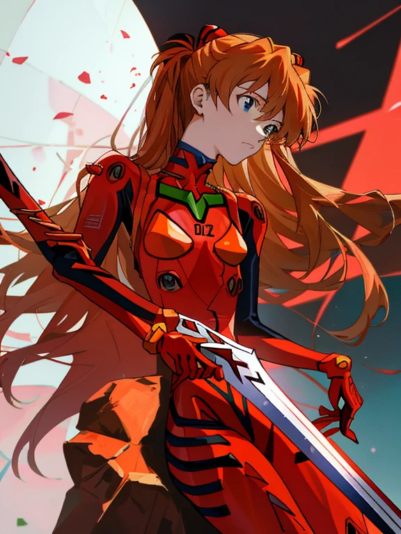 chica anime sentada en un trono con una espada y una espada, asuka lanley, beautiful asuka de evangelion, asuka lanley soryu, asuka lanley sohryu, asuka lanley souryuu, asuka, zenkai de cuerpo completo! trajes de asuka, asuka de evangelion, anime rudo 8k, Anime Evangelion