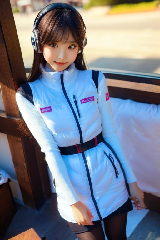 ((SFW: 1.4)), ((Detailed face, Professional photography)), ((NSFW, zettai ryouiki, 1 girl)), Ultra-high resolution, (Realistic: 1.4), RAW Photos, highest quality, (PhotoRealistic Stick), concentrated, Soft Light, ((30 years old)), ((Japanese)), (( (Young Face))), (surface), (Depth of written boundary), masterpiece, (Realistic), woman, ,astrovest,headphone:1.5,bangs, ((1 girl)),inside spacestation,zero gravity,smile,open leg,show panty,blush:1.5