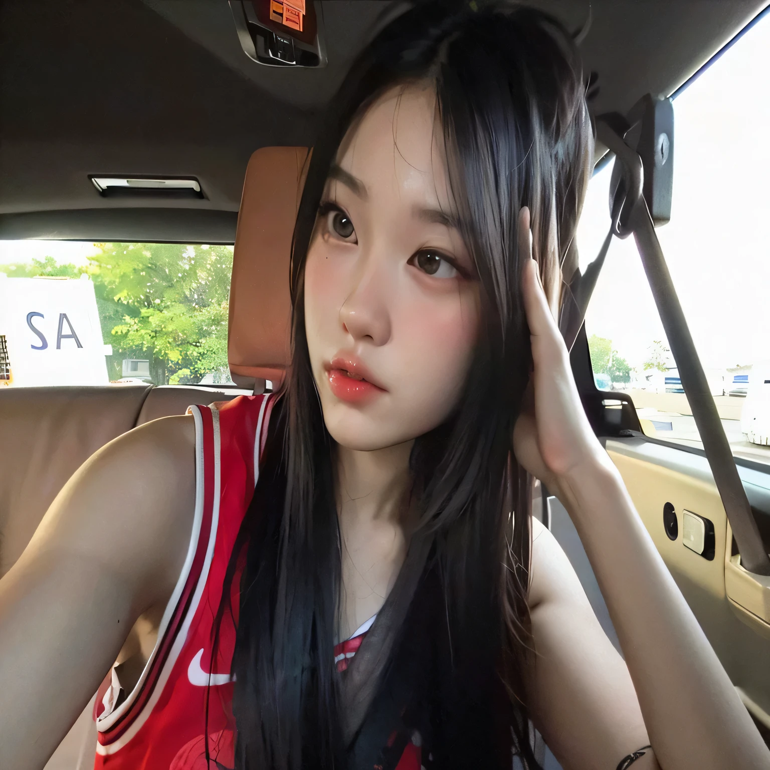 arafed asian woman sitting in a car with her head in her hands, ulzzang, Jennie rosa negra, jaeyeon nam, muchacha coreana, chica linda-cara-fina, Young cute pale asian face, jinyoung shin, pale korean adorable face, sakimi-chan, heonhwa choe, asian girl, beautiful asian girl, Xintong Chen