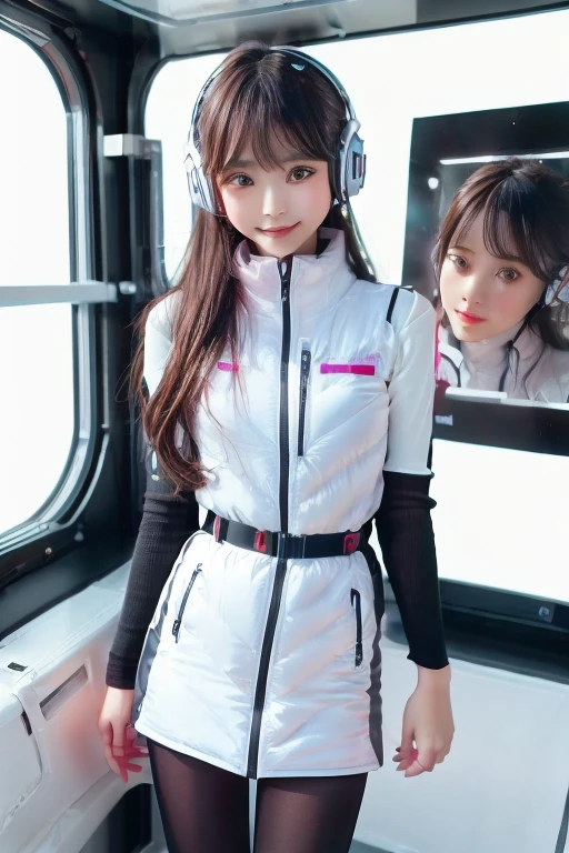 ((NSFW: 1.4)), ((Detailed face, Professional photography)), ((NSFW, zettai ryouiki, 1 girl)), Ultra-high resolution, (Realistic: 1.4), RAW Photos, highest quality, (PhotoRealistic Stick), concentrated, Soft Light, ((30 years old)), ((Japanese)), (( (Young Face))), (surface), (Depth of written boundary), masterpiece, (Realistic),(inside ISS):3, woman, ,astrovest:2,headphone:2,smartwatch,,bangs, ((1 girl)),(black sleeves):2,(black tights):2,inside spacestation,inside spacecraft,,zero gravity,smile,open leg,show ,blush:1.5,hidden hands,neotech