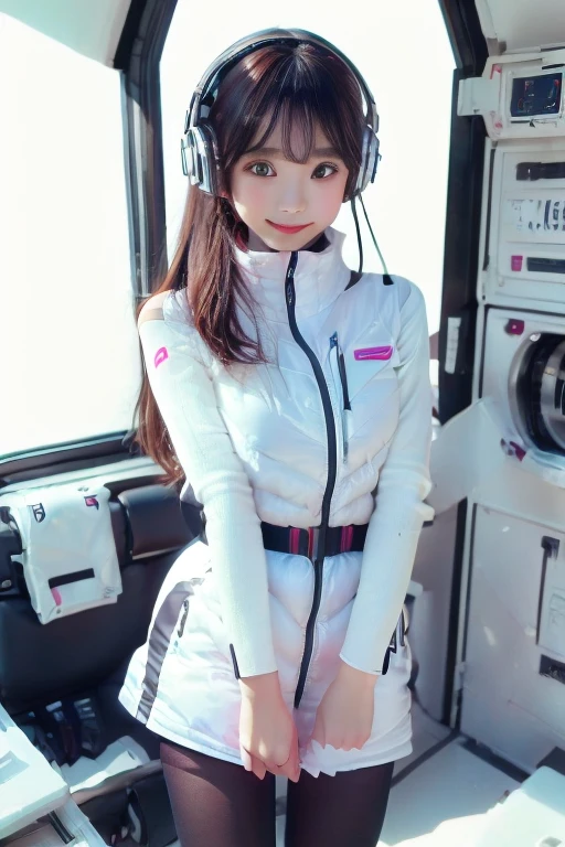 ((NSFW: 1.4)), ((Detailed face, Professional photography)), ((NSFW, zettai ryouiki, 1 girl)), Ultra-high resolution, (Realistic: 1.4), RAW Photos, highest quality, (PhotoRealistic Stick), concentrated, Soft Light, ((30 years old)), ((Japanese)), (( (Young Face))), (surface), (Depth of written boundary), masterpiece, (Realistic),(inside ISS):3, woman, ,astrovest:2,headphone:2,smartwatch,,bangs, ((1 girl)),(black sleeves):2,(black tights):2,inside spacestation,inside spacecraft,,zero gravity,smile,open leg,show panty,blush:1.5,hidden hands,neotech
