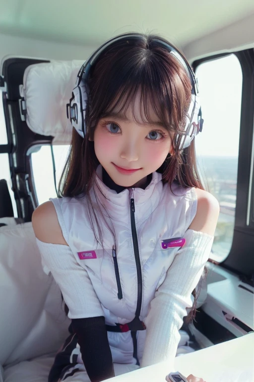 ((NSFW: 1.4)), ((Detailed face, Professional photography)), ((NSFW, zettai ryouiki, 1 girl)), Ultra-high resolution, (Realistic: 1.4), RAW Photos, highest quality, (PhotoRealistic Stick), concentrated, Soft Light, ((30 years old)), ((Japanese)), (( (Young Face))), (surface), (Depth of written boundary), masterpiece, (Realistic),(inside ISS):3, woman, ,astrovest:2,headphone:2,smartwatch,,bangs, ((1 girl)),(black sleeves):2,(black tights):2,inside spacestation,inside spacecraft,,zero gravity,smile,open leg,show panty,blush:1.5,hidden hands,neotech