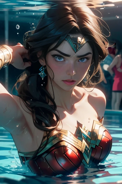 in water,perfect wonder woman costume,whole body,Having your head held down under water,Being submerged in a pool,Drowning in the pool,Face submerged in water,in waterに潜る,Submerge your face in water,inside the pool,Inside the fountain,Soaked in water,Soaking wet wonder woman,sleeping face,Close ~ eyes,open your mouth,tired face,face of suffering,sleeping face,soaking wet hair,Soaked Hair,wet body,fight the men,surrounded by men,,caught between men,Being licked by men,Intertwining with men, Attacked by men,assaulted by men,Being bullied by guys,being sexually abused by a man,Captured by a man,Being detained by a man、touch your face,、Hair is pulled hard,My head is grabbed,Grab my head,brown hair, masterpiece、beautiful girl、fine 目、puffy eyes、highest quality, 超High resolution, (reality: 1.4), movie lighting,super beautiful、beautiful skin、(super reality)、(High resolution)、(8K)、(very detailed)、(beautiful and fine 目)、(Super detailed)、 detailed face、slanted bangeshi hair、brown hair、20-year-old、Wonder Woman Cosplay