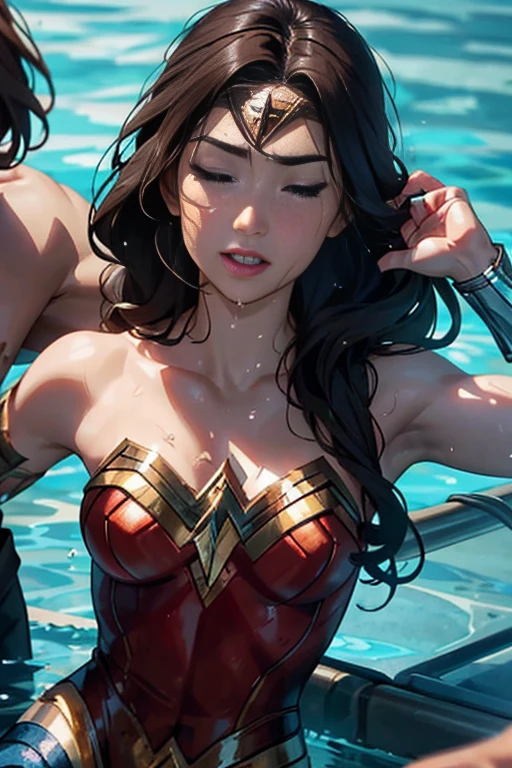 Wonder woman in thong bikini on the beach of Rio de Janeiro --auto --s2