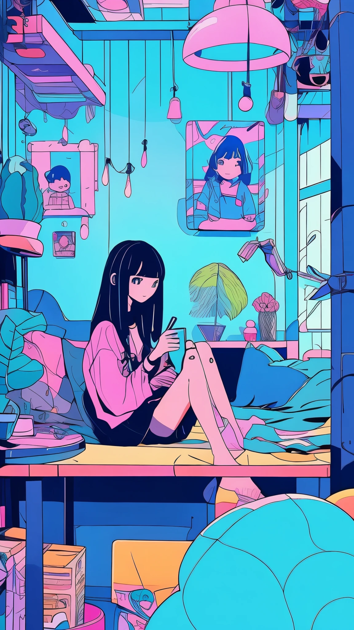 cartoon girl sitting at a desk with a laptop computer, cartoon style illustration, digital anime illustration, in the art style of bowater, in style of digital illustration, illustration style, beautiful illustration, cute detailed digital art, beautiful digital illustration, stunning art style, trending on artstration, proffesional illustration, cute digital art, procreate illustration, beautiful drawing style