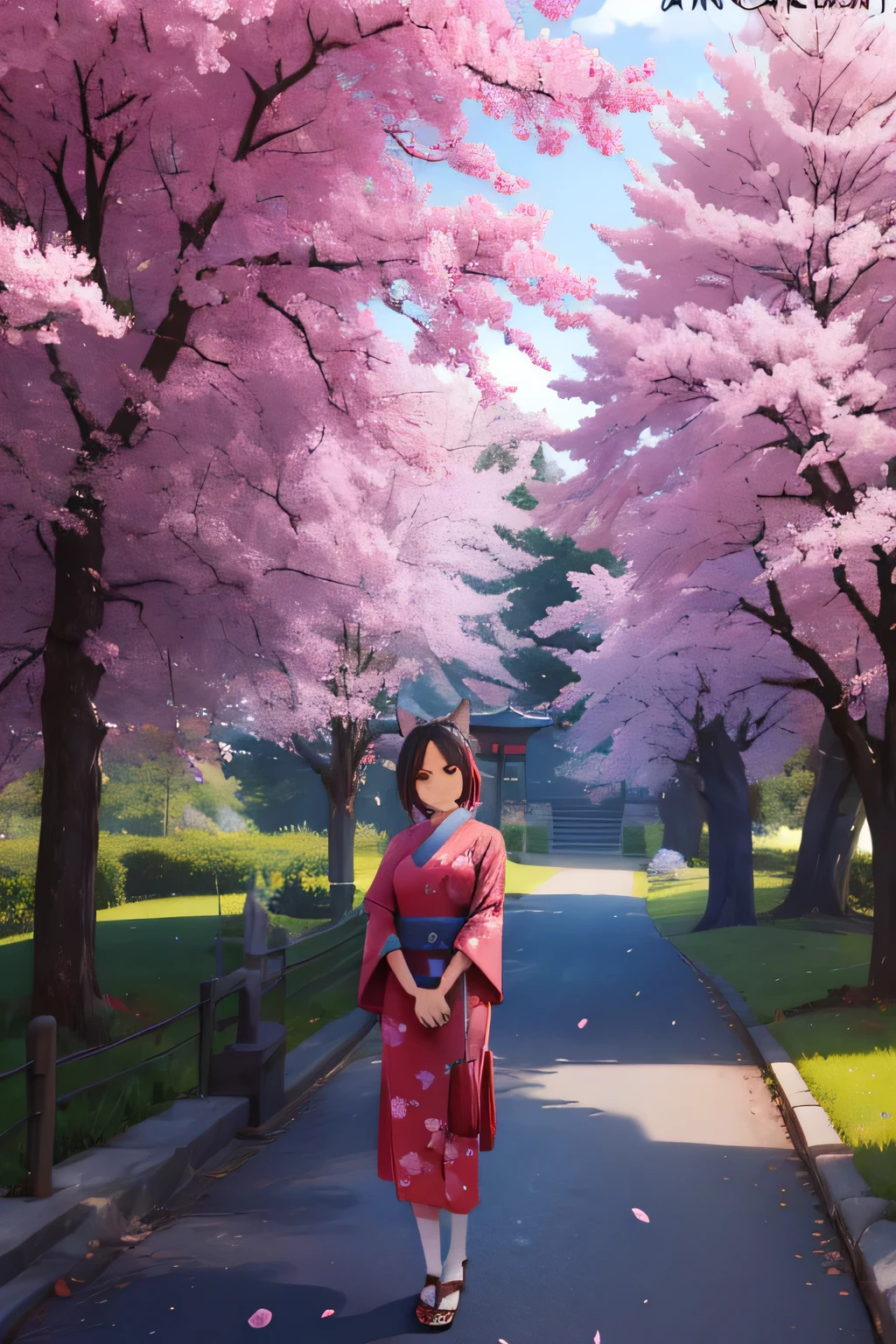 Lynx Japanese dress, Cherry trees 🌸, paisaje hermoso 