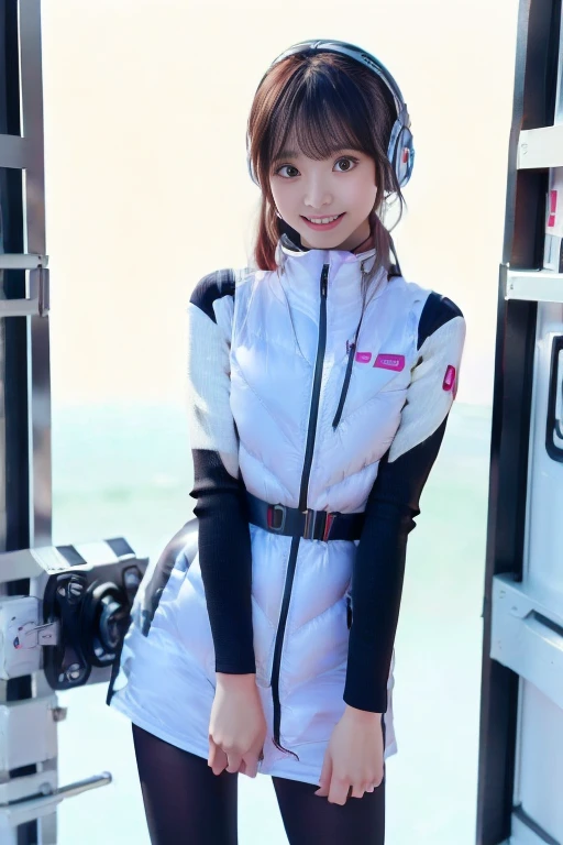 ((NSFW: 1.4)), ((Detailed face, Professional photography)), ((NSFW, zettai ryouiki, 1 girl)), Ultra-high resolution, (Realistic: 1.4), RAW Photos, highest quality, (PhotoRealistic Stick), concentrated, Soft Light, ((30 years old)), ((Japanese)), (( (Young Face))), (surface), (Depth of written boundary), masterpiece, (Realistic),(inside ISS):3, woman, ,astrovest:2,headphone:2,smartwatch,,bangs, ((1 girl)),(black sleeves):2,(black tights):2,inside spacestation,inside spacecraft,,zero gravity,smile,open leg,blush:1.5,hidden hands,neotech