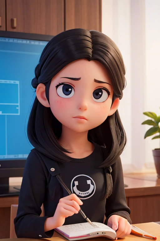 mulher autista programando em python , com cabelo preto