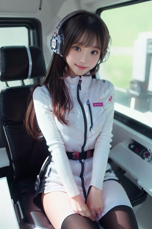 ((NSFW: 1.4)), ((Detailed face, Professional photography)), ((NSFW, zettai ryouiki, 1 girl)), Ultra-high resolution, (Realistic: 1.4), RAW Photos, highest quality, (PhotoRealistic Stick), concentrated, Soft Light, ((30 years old)), ((Japanese)), (( (Young Face))), (surface), (Depth of written boundary), masterpiece, (Realistic),(inside ISS):3, woman, ,astrovest:2,headphone:2,smartwatch,,bangs, ((1 girl)),(black sleeves):2,(black tights):2,inside spacestation,inside spacecraft,,zero gravity,smile,open leg,blush:1.5,hidden hands,neotech