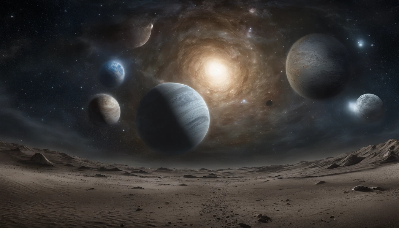 The eternal night, universe, universeยามที่ไรสรรพสิ่ง, without light,lifeless, endless, Another world, three moons, three moonsสามสี