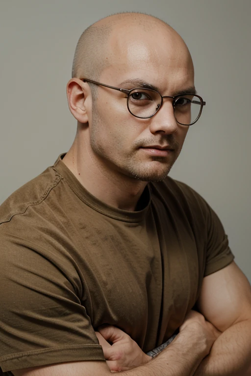 create drawing bald man with arms crossed, White Glasses