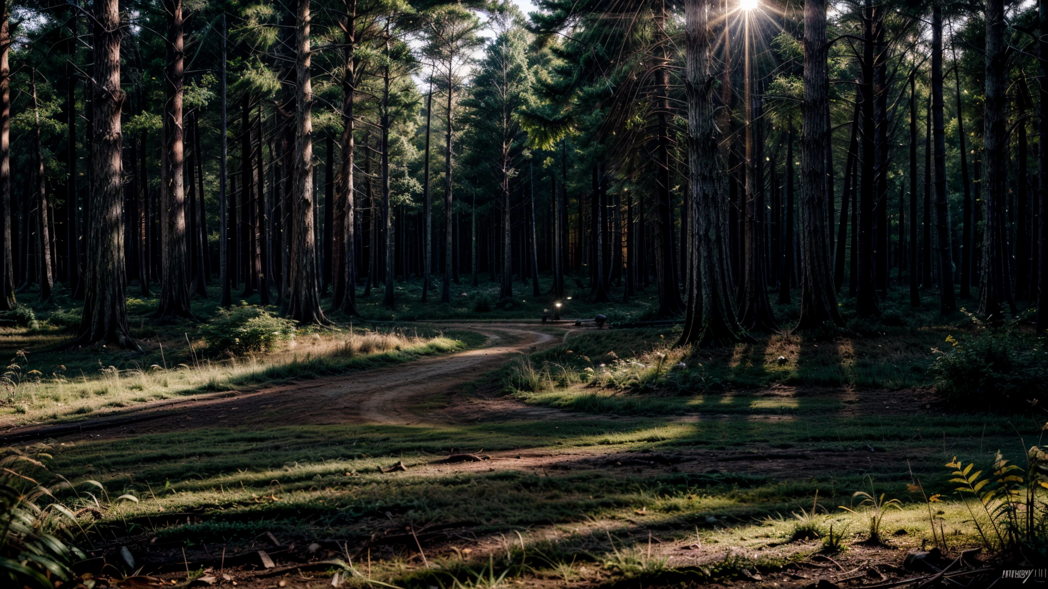 nature, the forest, grass, Shrubs, cubs, Sunrise, the lights of a sun((8K, Raw-Photo, top quality, masterpiece), Highly detailed RAW color photography, professional photography, (realistic, photorealism:1. 37), (top quality), (best shadow), (Best Illustration), ultra high resolution, highly detailed CG wallpaper unified 8K, Physics-based rendering, professional lighting), very world