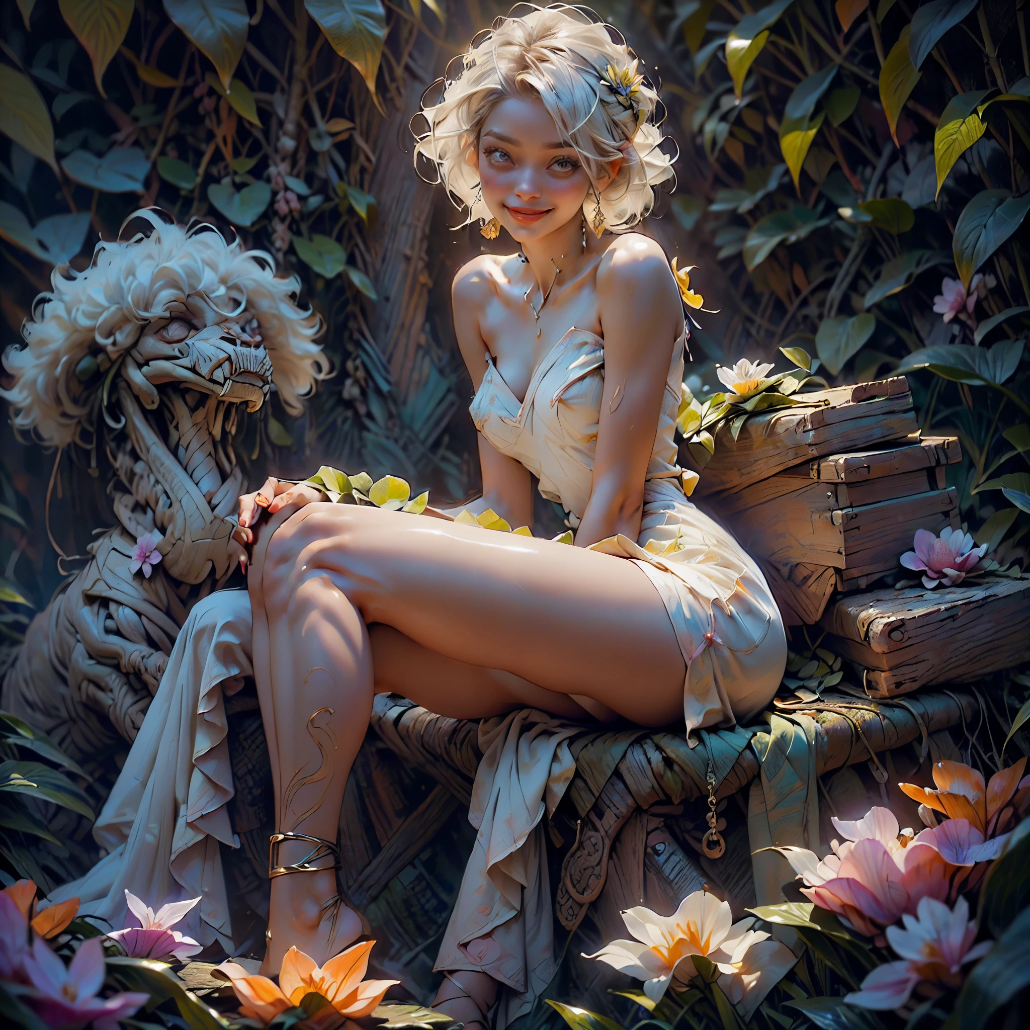 ((Create one young girl, 16 years), (young Lola), (full height, Naked body), (Scarlet lips, smile; black, expressive playful eyes, long eyelashes))_((top quality, masterpiece), (sitting with her legs spread sexual, white hair, white skin), (black translucent - chiffon dress), (golden lily), (very short peignoir dress), (erotic), (sexual), (spread your legs, genitalia), (very sexual body, Seductive body, small beautiful breasts), (spread your legs, genitalia), (calm relaxed pose), (hair fluttering in the wind), (in half a turn, Looking at the viewer), (stylish girl model))_((digital painting, wide brush stroke, outstanding skills, Oil painting), (Daylight, soft warm shadows, contrasting cold light, Reflexes, turnaround, tracking))_((background – stunning blooming irises; (violet, yellow, blue, white), (petals, shoots))_((Highest quality workmanship), (realism, digital painting, modern writing style), (clear correct anatomy), (ease of execution)).