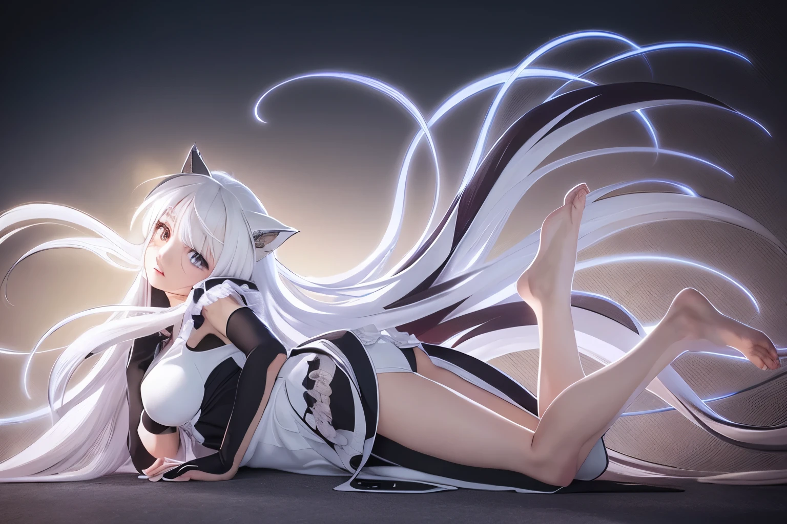 anime, anime girl, long hair, white hair, long hair, long hair, long hair, long hair, long hair, long hair, long hair,, white cat girl, white - haired fox, white haired, white fox anime, white-haired, very beautiful anime cat girl, white haired deity, with white long hair, nyaruko-san