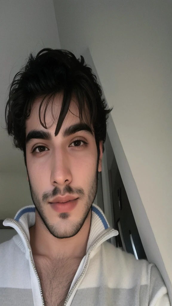 homem arafiado com barba e jaqueta branca posando para uma foto, taken at the beginning of 2020, profile picture with headshot, imagem de perfil, cerca de 19 anos, rosto bonito, 22 anos de idade, 18 anos de idade, 21 anos de idade, Unibrow, 1 6 anos, rosto bonito, I agree with you
