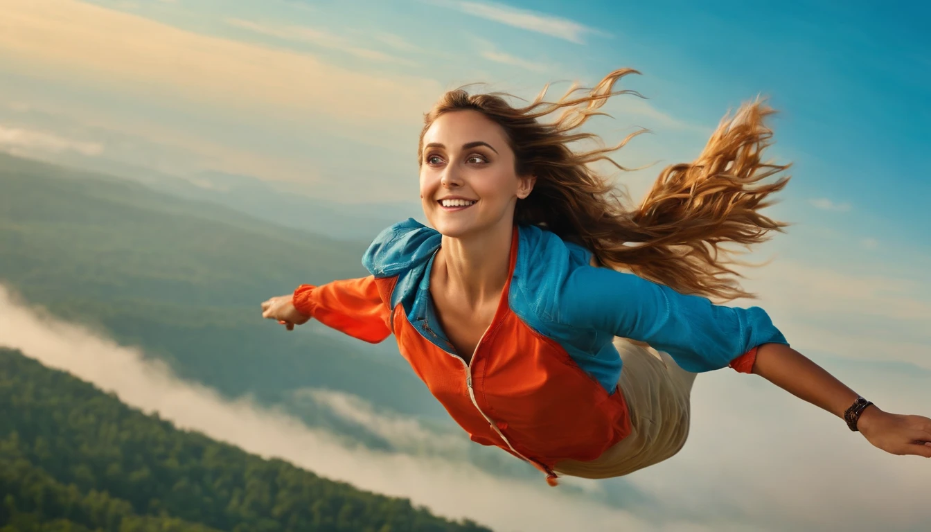 Alyson Stoner flying happily and gracefully in the sky