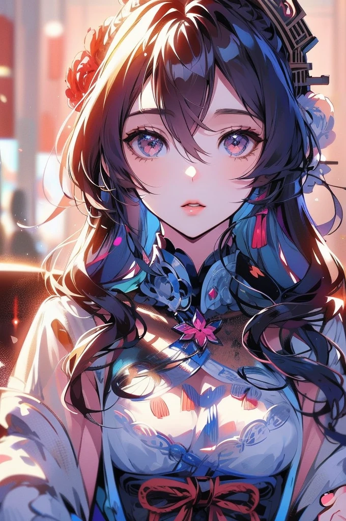 chica anime con cabello rosado y un lazo en el cabello, retrato realista kawaii, lindo personaje, beautiful art style, Moe anime art style, lindo retrato, lindo retrato