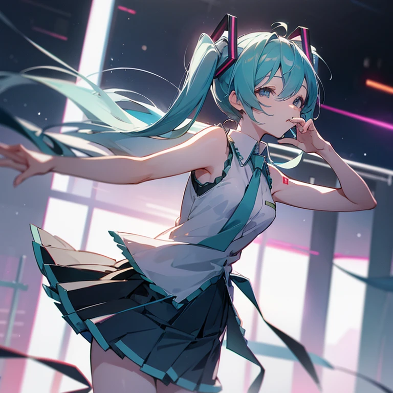 Hatsune Miku、No sleeve、Pleated skirt、live、stage