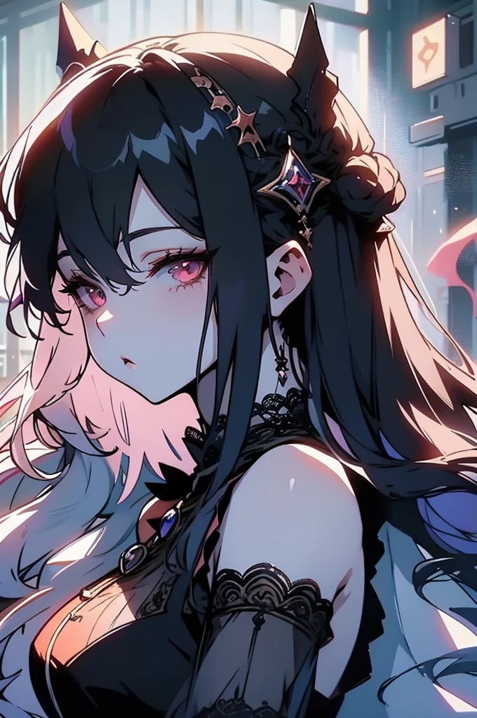 1woman, solo, long hair, pink hair, black choker, green eyes, eyeliner, gorgeous lips, cinematic, (masterpiece), (best quality), (ultra-detailed), very aesthetic, illustration, perfect composition, intricate details, absurdres, detailed face, motion blur, depth of field,detailed skin, eyeshadow, fox girl, fox tail, fox ears, wet, towel on the body