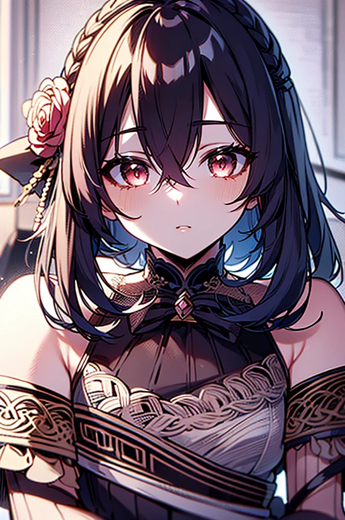 chica anime con cabello rosado y un lazo en el cabello, retrato realista kawaii, lindo personaje, beautiful art style, Moe anime art style, lindo retrato