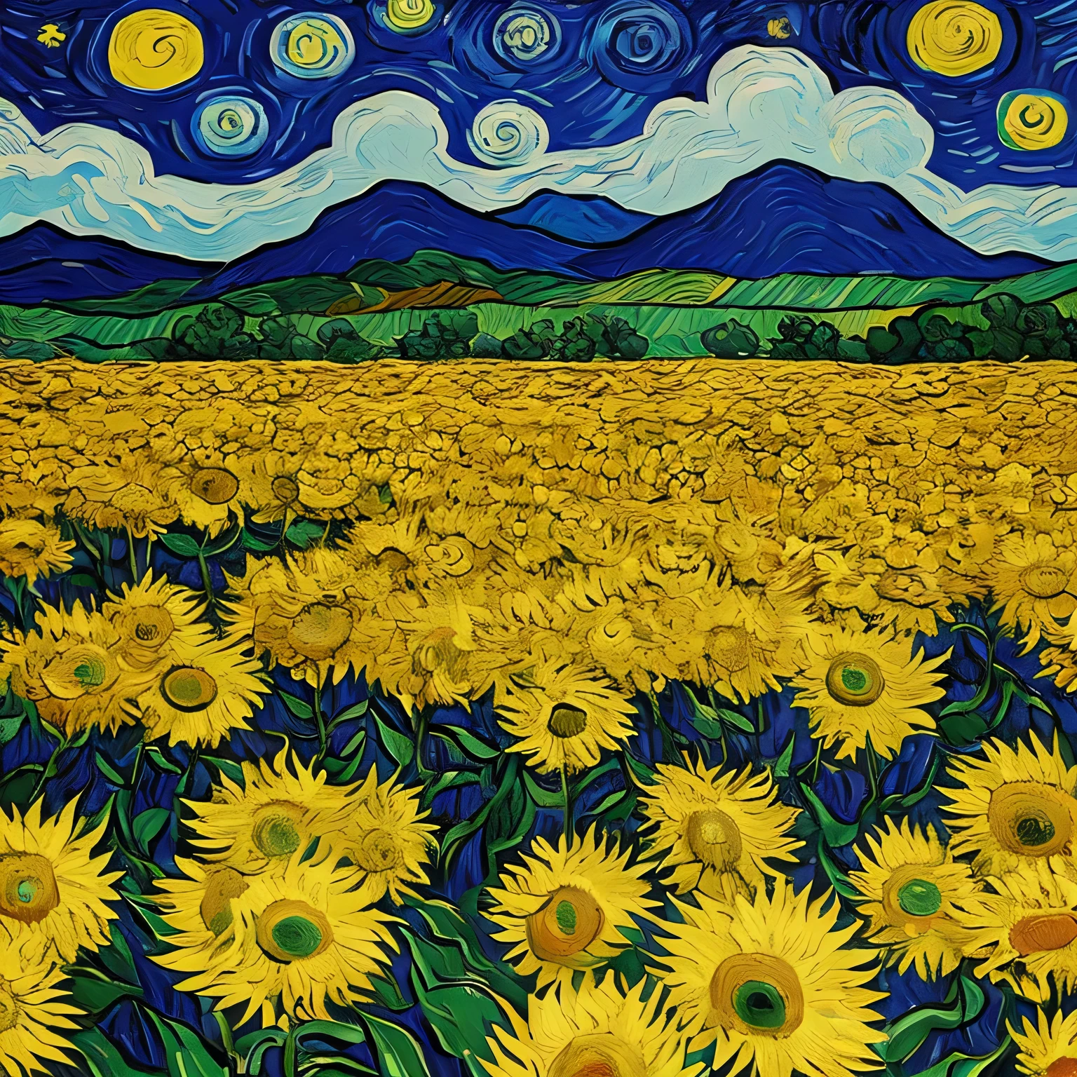 background create work of art, van gogh style, people in the foreground, taking up all the space on the screen
