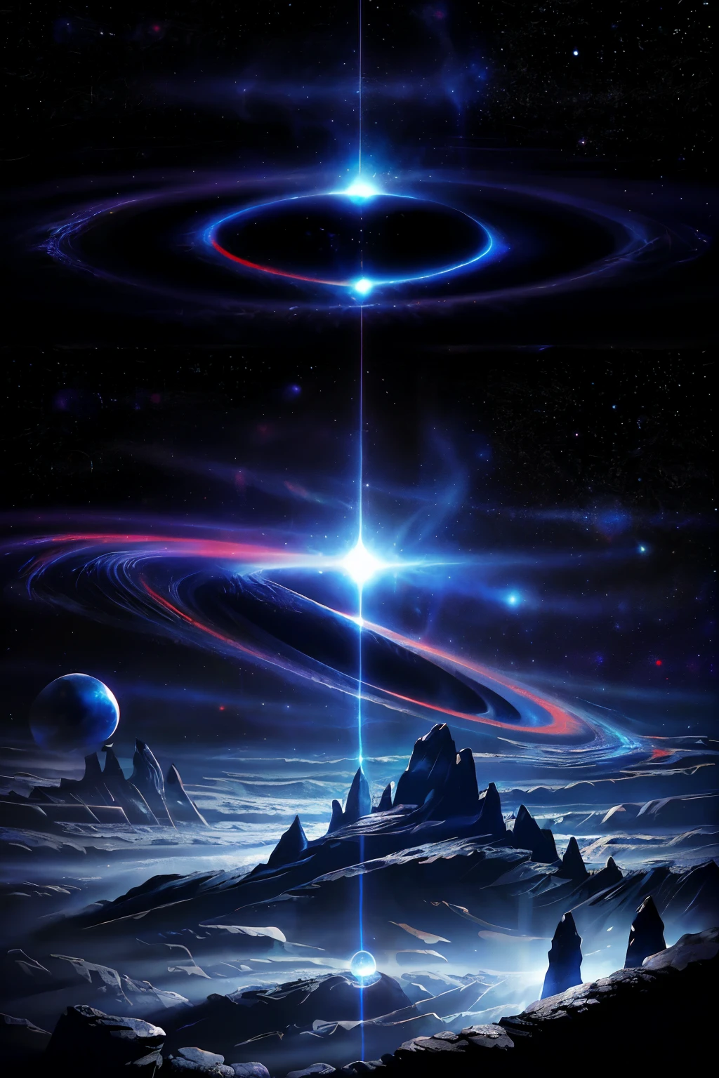 Majestic black holes illuminated against the vast cosmic canvas, their event horizons shimmering with an inscrutable allure, a mesmerizing interplay of gravity and dark matter, remnants of celestial monsters devouring the light from their past, intricately detailed astral drawings, Masterpiece from the realm of astrophysics, Best quality depiction with high contrast and breathtaking realism, fine details magnified in 8k CG unity, an unforgettable scenery in the universe, swirling spiral of enigmatic gas clouds, astronomical wonders, Trending on ArtStation and CG Society, Extremely detailed illustr