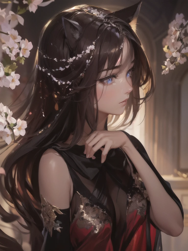 masterpiece, Best quality, (чрезвычайно подробные обои CG Unity 8k), (Best quality), (Best Illustration), (best shadow), absurdity, Realistic lighting, (abyss), beautiful detailed glow, painter Peter Morbacher, Sakura Branches, sakura flowers, glowing eyes