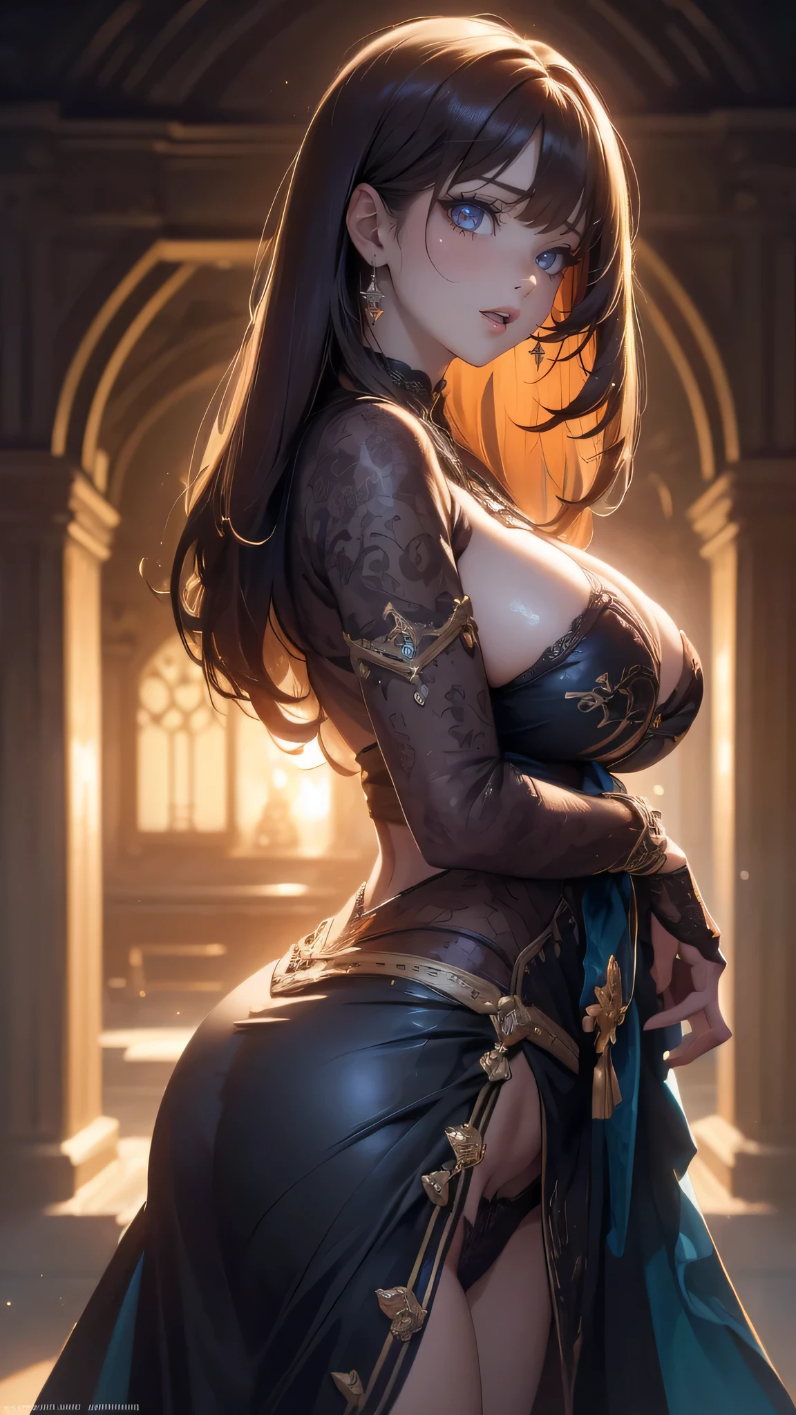 from behind,backwards,(random porn pose:1.2),(ultra detailed skin),curvy,,beautiful breasts,large breasts,pale skin,pointy breasts,erect nipples,(fantasy art,Highest image quality,Hyperrealist portrait,(8k),ultra-realistic,best quality, high quality, high definition, high quality texture,high detail,beautiful detailed,fine detailed,extremely detailed cg,detailed texture,a realistic representation of the face,masterpiece,Sense of presence,Dynamic,bold),bob hair,(thin hair),(soft hair),(straight hair:1.5),Swept long bangs,extra light coppery amber hair,hair over one eye