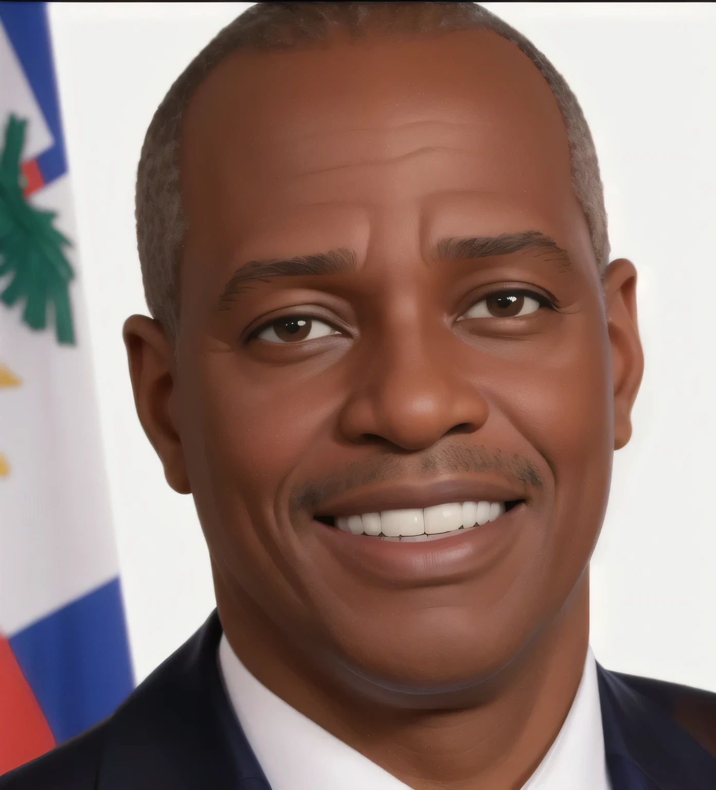 Hombre ,President of haiti , su piel es negra mirando hacia el frente ,Is 53 years old