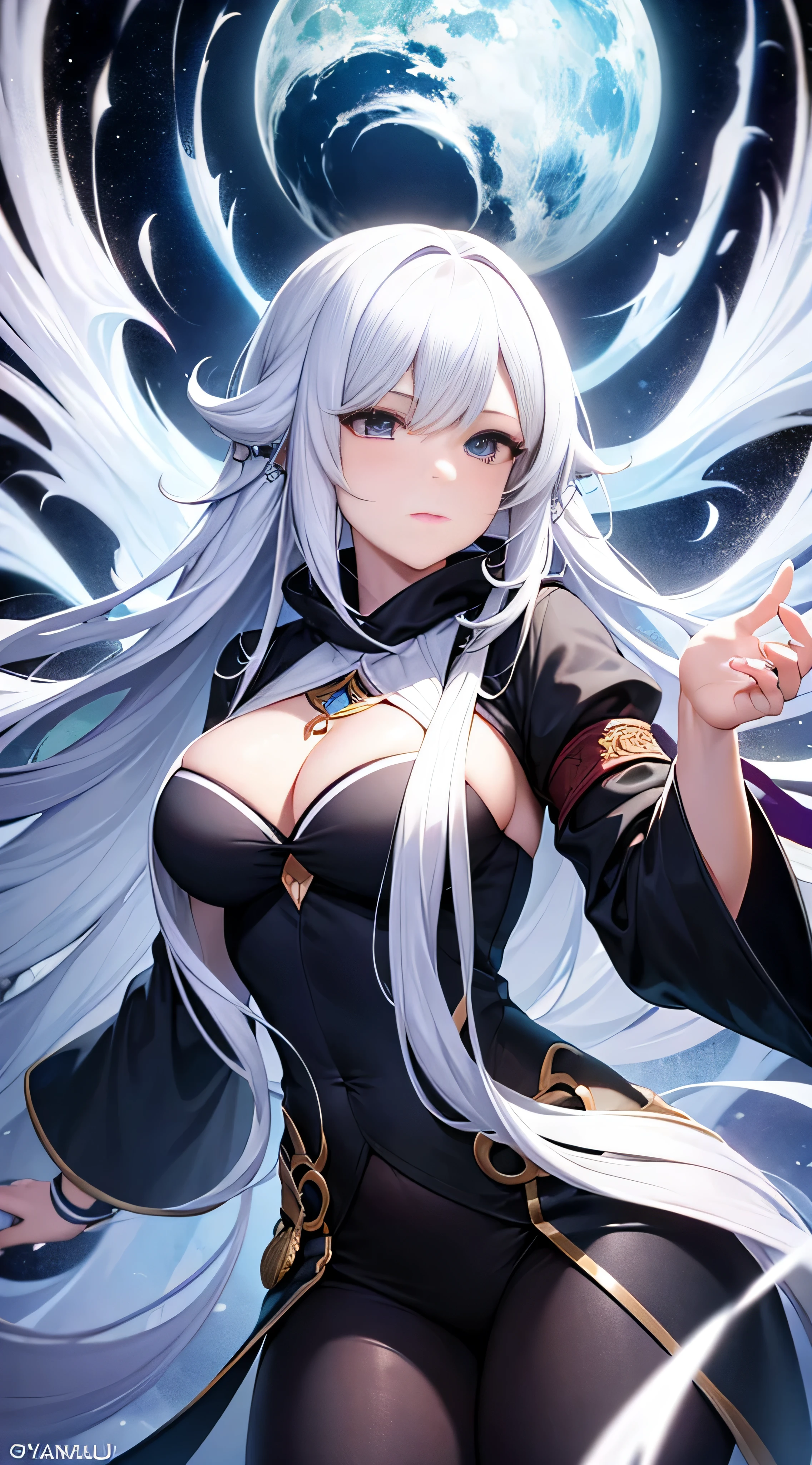 a close up of a woman with a white hair and a black scarf, a character portrait by Yang J, pixiv contest winner, fantasy art, white haired deity, beautiful character painting, artwork in the style of guweiz, the piercing stare of yuki onna, guweiz, with white long hair, with long white hair, flowing hair and long robes