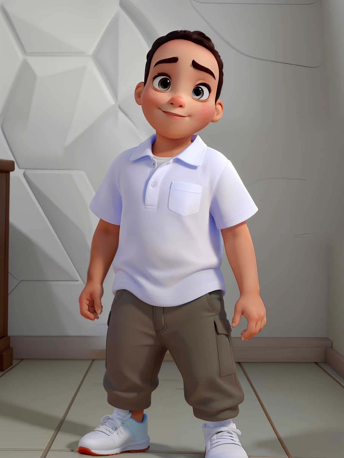 disney pixar style white , alta qualidade, melhor qualidade, com camisa xadrez vermelha e preta