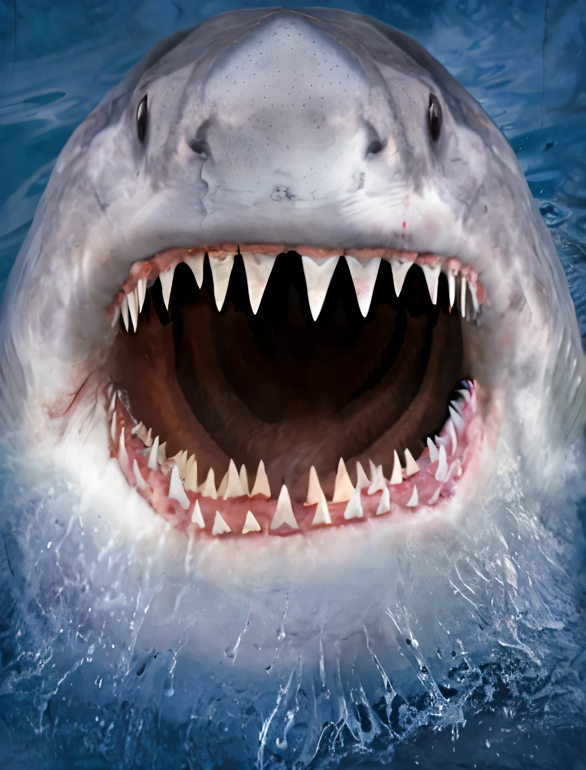 arafed Shark with open mouth and teeth in the water, Shark face, Shark, Shark teeth, great white Shark, boca aberta e dentes grandes, boca aberta em um rugido aterrorizante, meu filho! the jaws that bite, Shark - human face, big Dentes afiados, megalodonte, Shark head, Dentes afiados, boca grande com dentes, super Dentes afiados