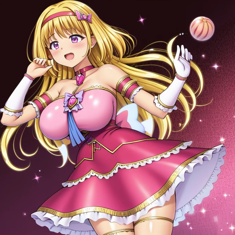 (masterpiece, best quality:1.2), 1girl, solo,anime girl in a pink dress , , pink female girl, fine details. anime. , a human-like juicy peach, biomechanical oppai, , anime monster girl, splash art anime , in dress