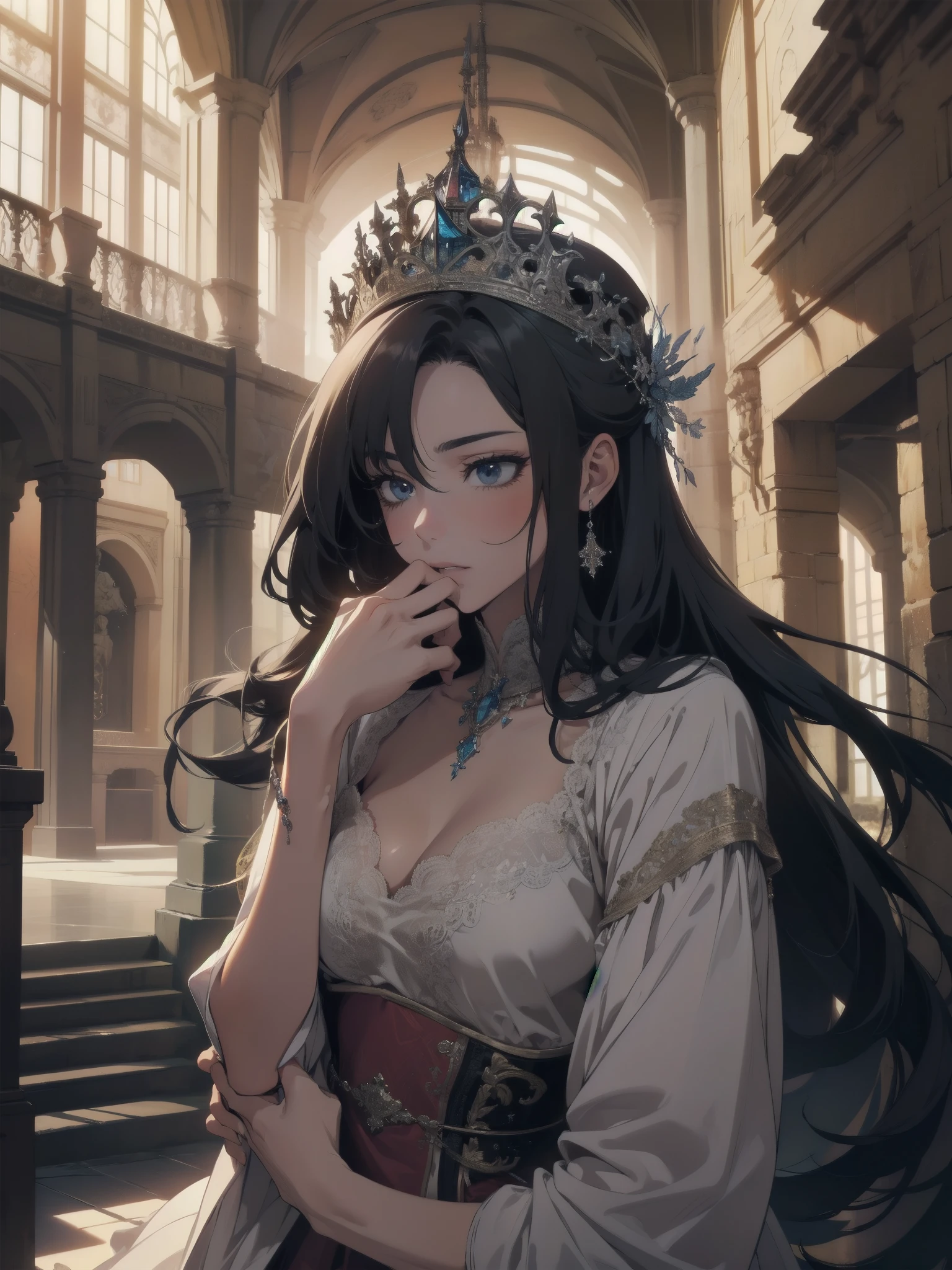 official art, unity 8k wallpaper, ultra detailed, beautiful and aesthetic, High quality, beautiful, masterpiece, best quality, a male muscular warrior arm veins, kissing a princess, (kissing), hugging, romantic, love, fantasy, castle