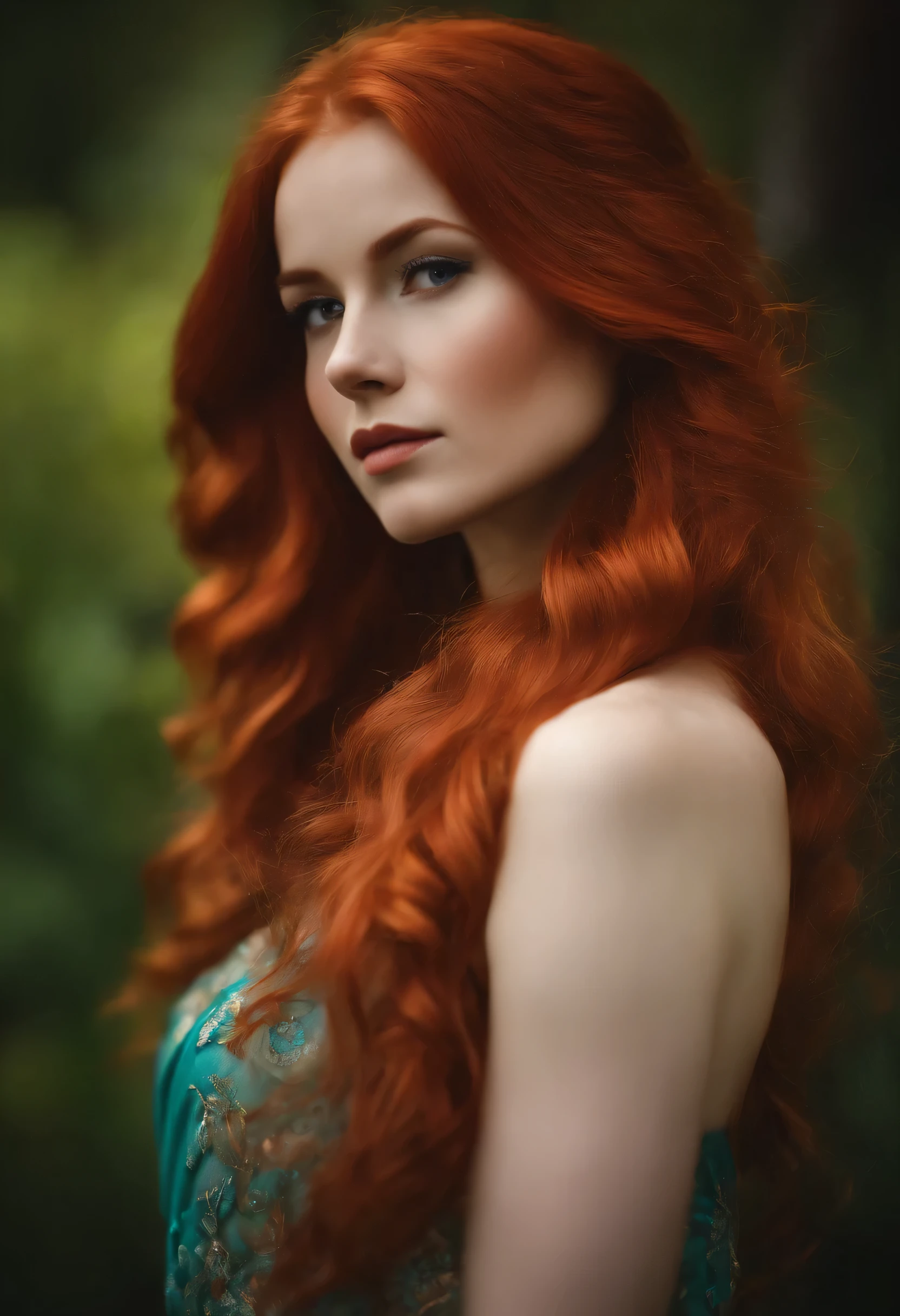 Girl with red hair in a dress