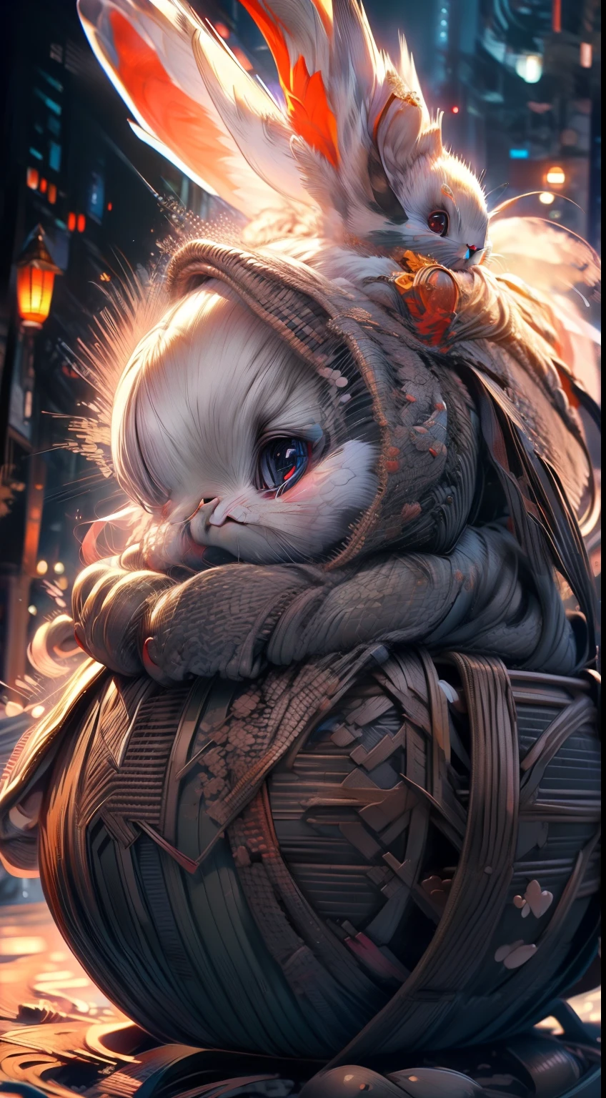 Black rabbit in the full moon、Lop Ear, ((((masterpiece, best quality, ultra detail, very_high_resolution, large_filesize, full color))))、