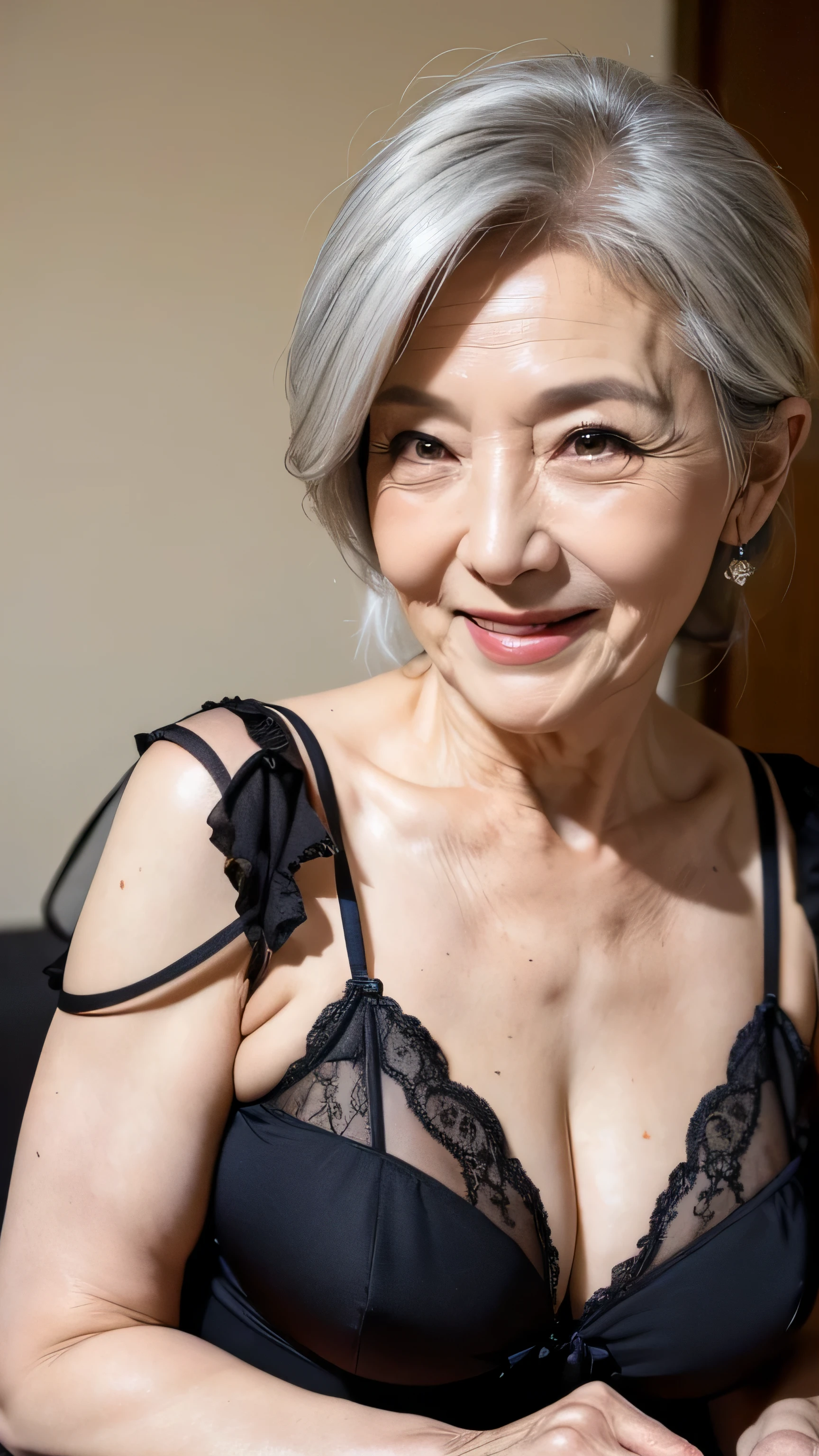 (((60 year old woman, mature female:1.2))), japanese milf wife, pussy, nsfw, 1girl, (((small breasts))), (((flat chest))), nipples, masturbation, spread legs, legs up, Japanese-style room, short hair, low ponytail, ((red lipstick)), 