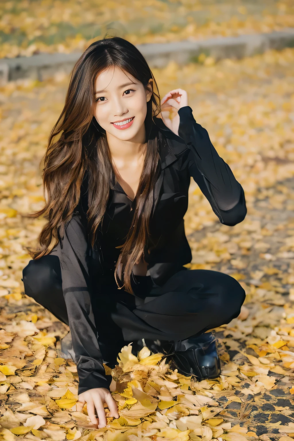 (on the table, best quality, Realistically, Ultra Detailed, meticulous, high resolution, 8k wallpaper), Close-up portrait of a beautiful woman, like, Smile, Light brown messy hair, Perfect dynamic composition, beautiful meticulous eyes, Just like the cover of a fashion magazine, On Campus