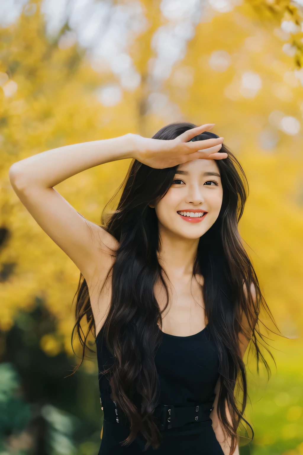 (on the table, best quality, Realistically, Ultra Detailed, meticulous, high resolution, 8k wallpaper), Close-up portrait of a beautiful woman, like, Smile, Light brown messy hair, Perfect dynamic composition, beautiful meticulous eyes, Just like the cover of a fashion magazine, On Campus