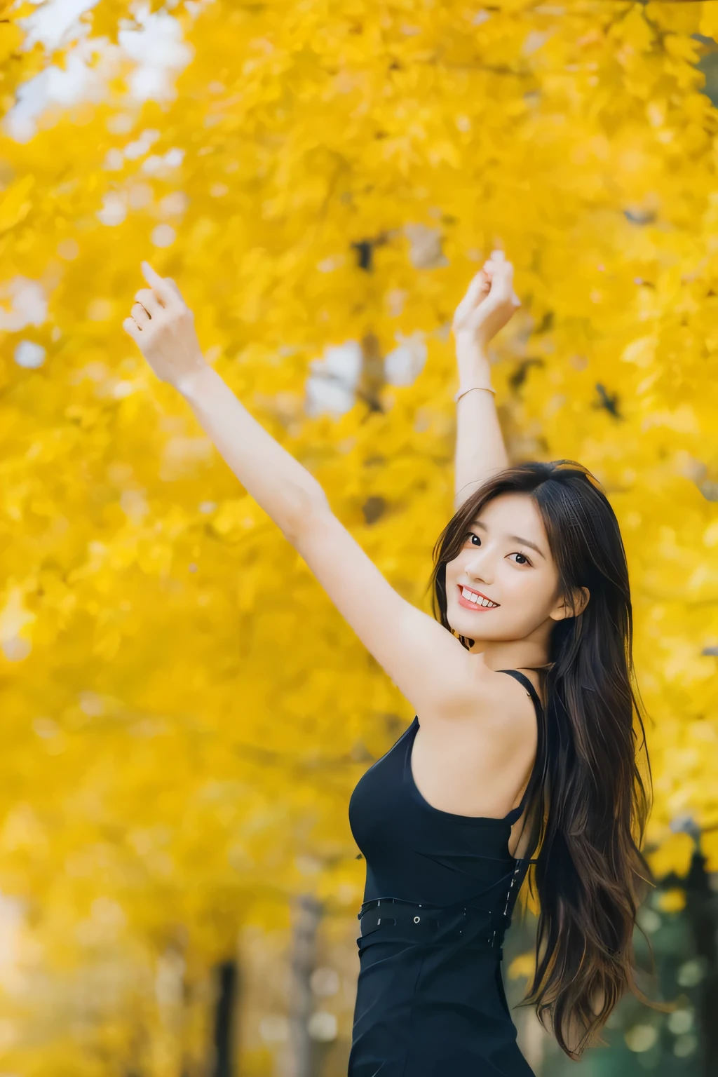 (on the table, best quality, Realistically, Ultra Detailed, meticulous, high resolution, 8k wallpaper), Close-up portrait of a beautiful woman, like, Smile, Light brown messy hair, Perfect dynamic composition, beautiful meticulous eyes, Just like the cover of a fashion magazine, On Campus